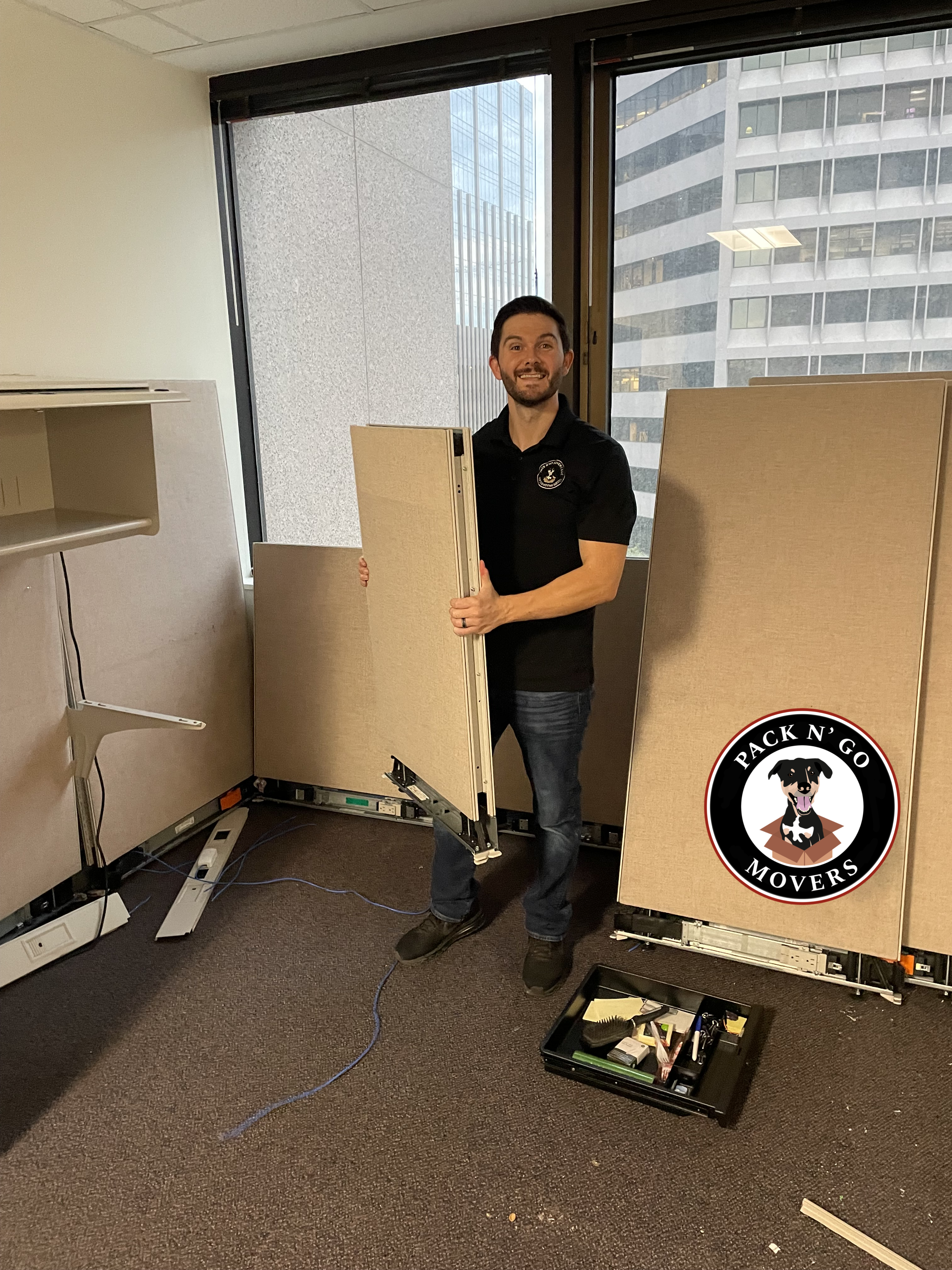 Commercial Movers In Austin Disassembling office cubicles-Patrick